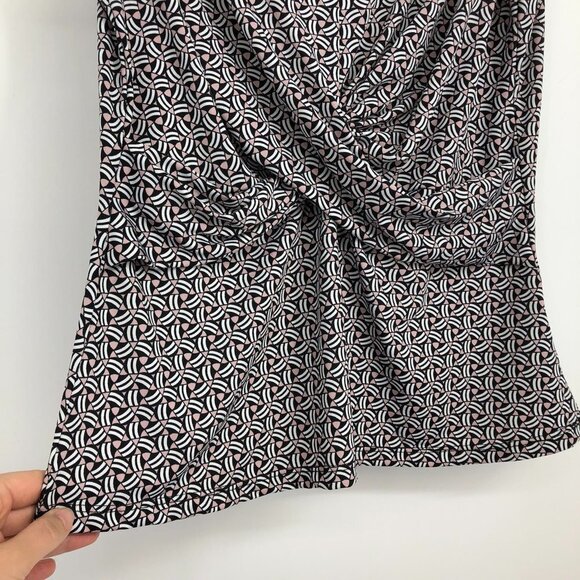 Kenar black white pink abstract tank top with flattering cross  cross in front M - Picture 7 of 15